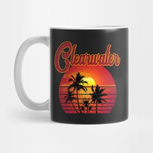 Clearwater Retro Vintage Sunset Beach Mug